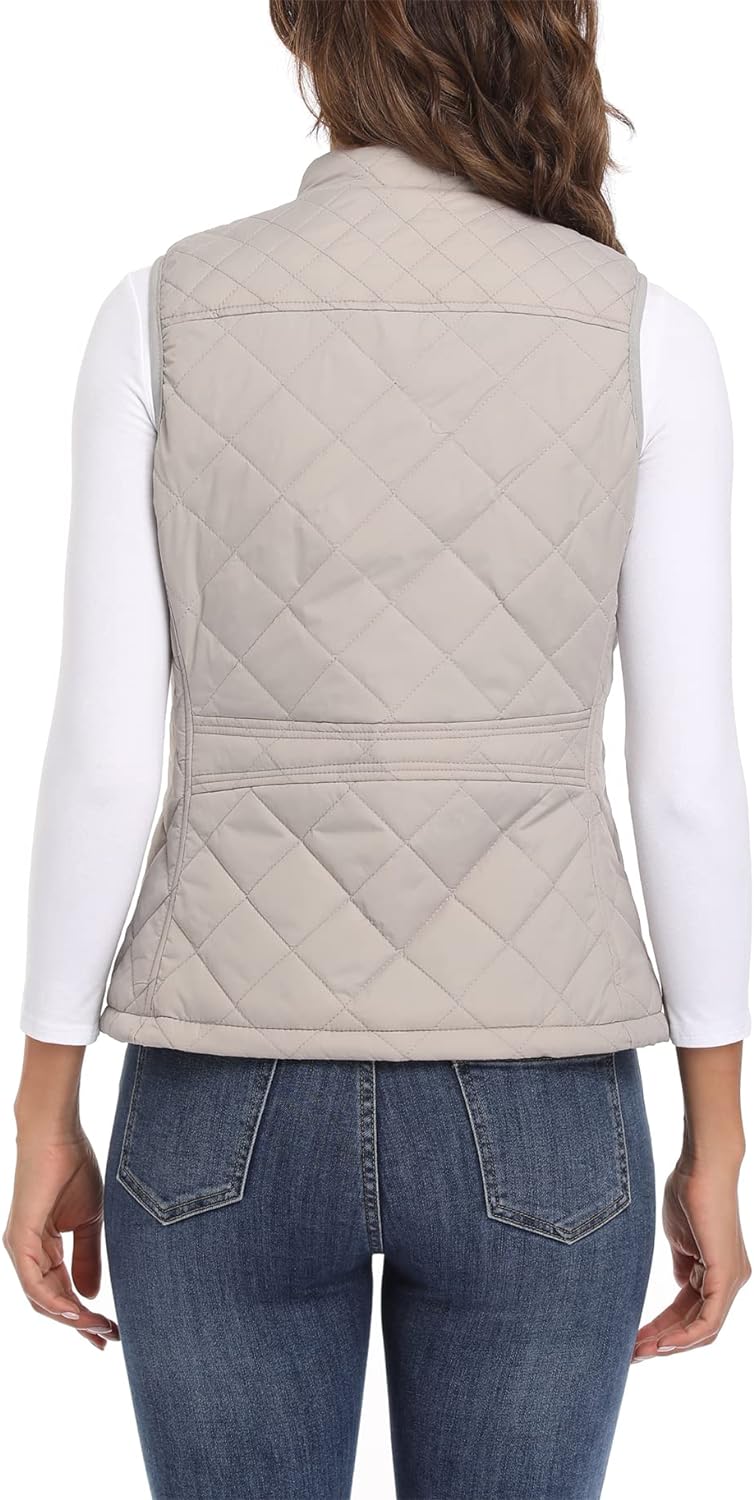 MISS MOLY Damen Weste mit Stehkragen Weste Jacke Winter Warm Ultraleicht Hellgrau 34, Hellgrau 34