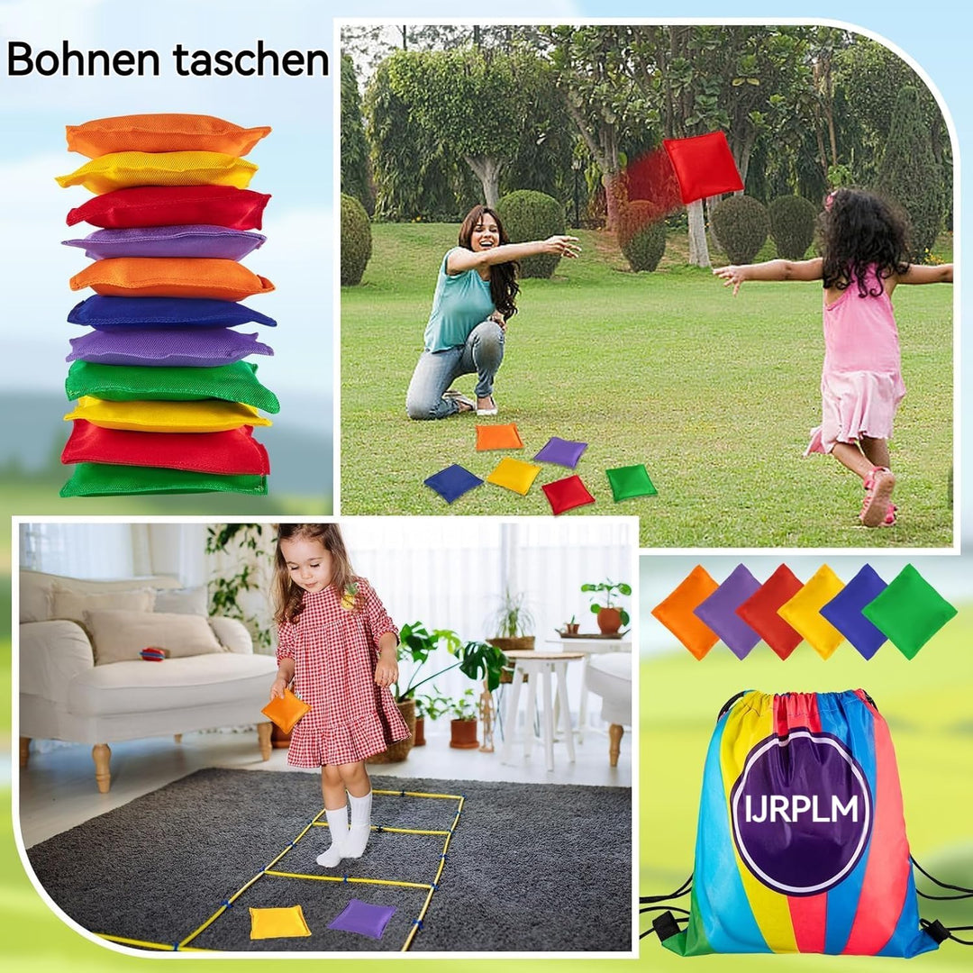 18 Pack Bean Bags für Tossing, Grosse Bunte Cornhole Bean Bags, Tossing Beanbags Spielzeug mit Trage