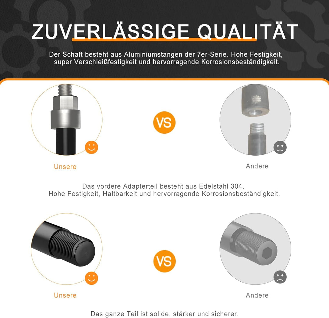 NICEDACK Steckachse M12 x 1,75-167-192 mm mit Adapter für Fahrradanhänger Kupplung, Einstellbare Sch