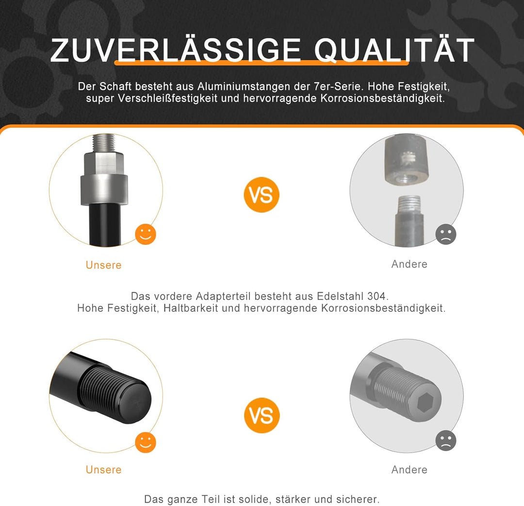 NICEDACK Steckachse M12 x 1,75-167-192 mm mit Adapter für Fahrradanhänger Kupplung, Einstellbare Sch