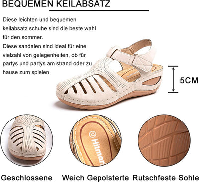 Hitmars Sandalen Damen Keilabsatz Pantoletten Plateau Geschlossene Sommer Keilsandalen Slingback Fus