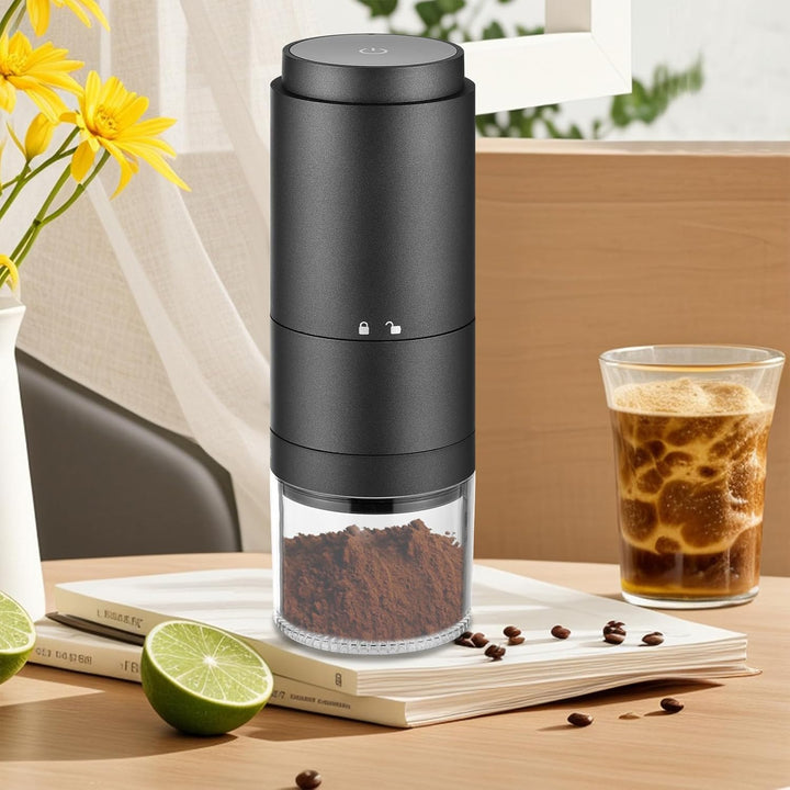 Irishom Tragbare Kaffeemühle mit 38 Mahleinstellungen, digitaler Leistungsanzeige, 5-Klingen-Keramik