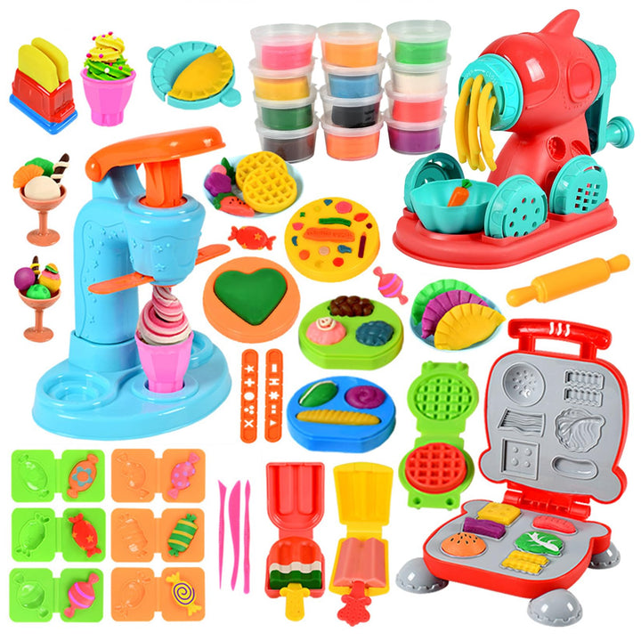 51 Stück Knete Zubehör Set für Kinder DIY Knete Knetwerkzeug Eismaschine Nudelmaschine Burgermaschin
