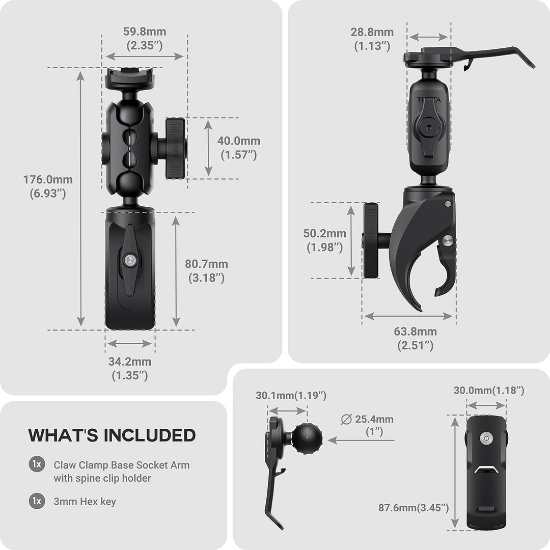 TUSITA Motorrad ATV/UTV Halterung Kompatibel mit Garmin Handheld GPS Geräte - Klaue Klemmbasis Short