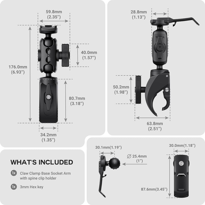 TUSITA Motorrad ATV/UTV Halterung Kompatibel mit Garmin Handheld GPS Geräte - Klaue Klemmbasis Short