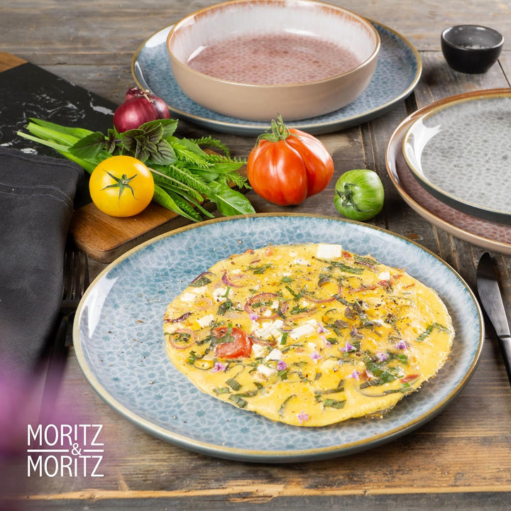 Moritz & Moritz TERRA 6-tlg Dinner Teller Set - Ø 27 cm - Mediterrane Teller in strahlendem Azurblau