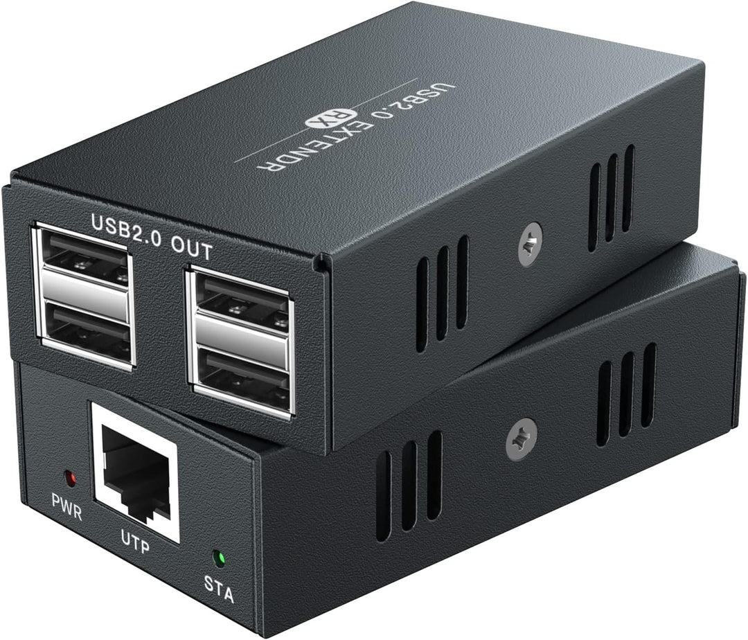 USB Extender 4 USB 2.0 Over Ethernet 50,3 m Cat5e/6/7 USB-Hub ohne Treiber für Webcam, Drucker, Tast