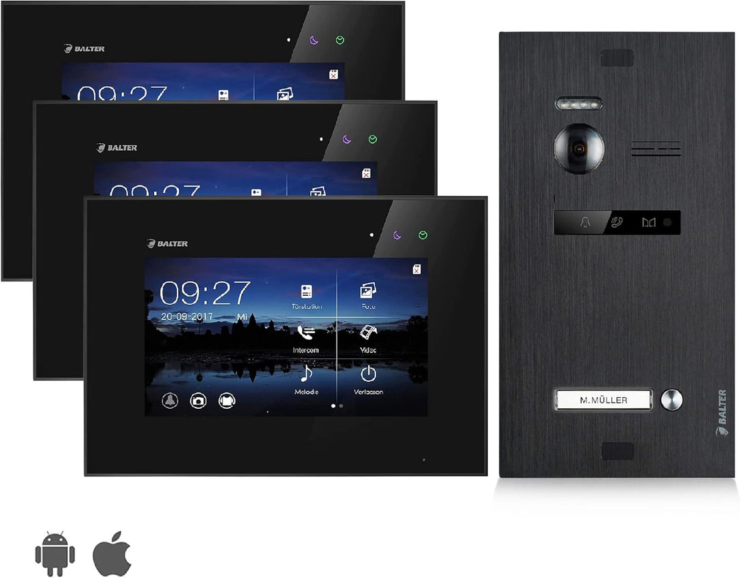 Balter EVO Video Türsprechanlage ✓ Touchscreen 7 Zoll Monitor Schwarz ✓ 2-Draht Bus ✓ Schwarze Türst