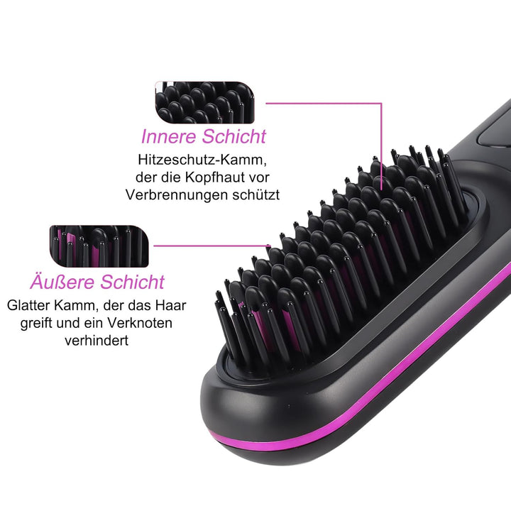 Stylingbürste für kurze Haare kabellos Haarglätter Bürste, Haarglätterbürste, tragbare Haarbürste el