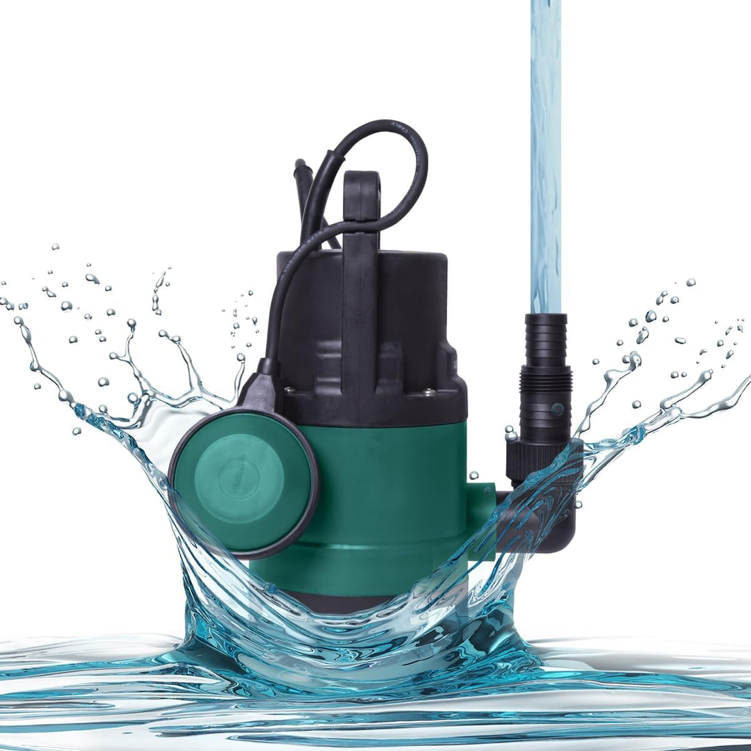 VONROC Tauchpumpe Schmutzwasserpumpe 400W - 8000l/h - Wasserpumpe Keller - Flachsaugend - Gartenpump