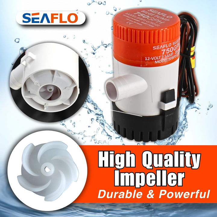 SEAFLO Elektrische Marine Bilgepumpen (750 GPH), 750 Gph
