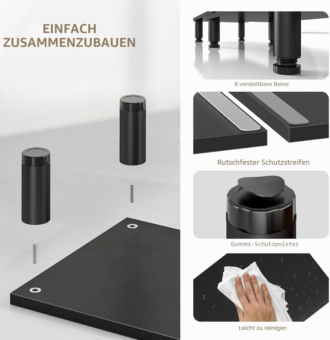 AX WABER Dual Monitor Stand Riser, einstellbare Höhe, Stahlbein, Holz Monitorständer für 2 Monitore
