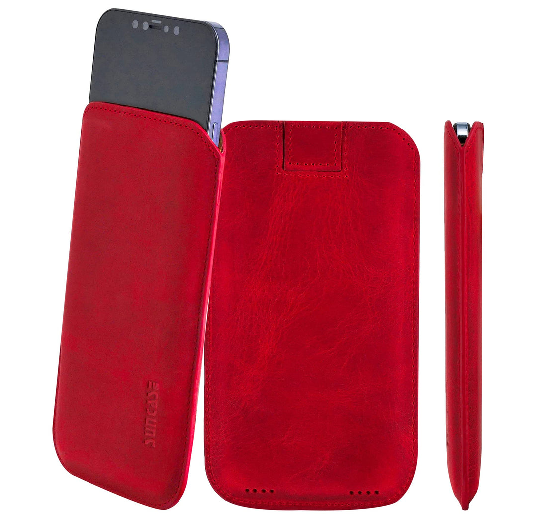 Suncase Original Leder Etui kompatibel mit iPhone 16 Pro (6,3 Zoll) Hülle Tasche Ultra Slim Ledertas