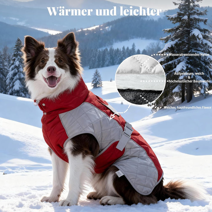 Hundemantel mit, Winddicht und wasserdicht, verdickter Kragen für Windschutz, verstellbare Schnalle,