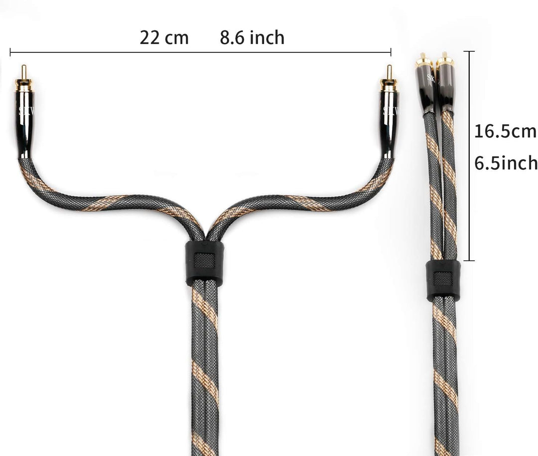 SKW Audiophiles Cinch Audio Kabel, 2 x Cinch zu 2 x Cinch Kabel mit OD 6mm Audiophile Cinch-Kabel (1