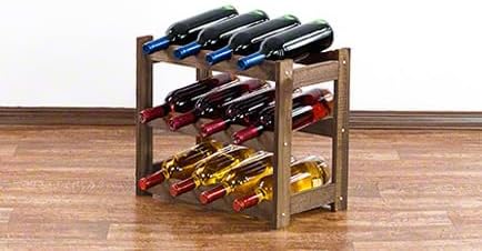 PROREGAL Weinregal PINOTWINE | HxBxT 38x43x25cm | 12 Flaschen | Massives Kiefernholz | Braun geölt |