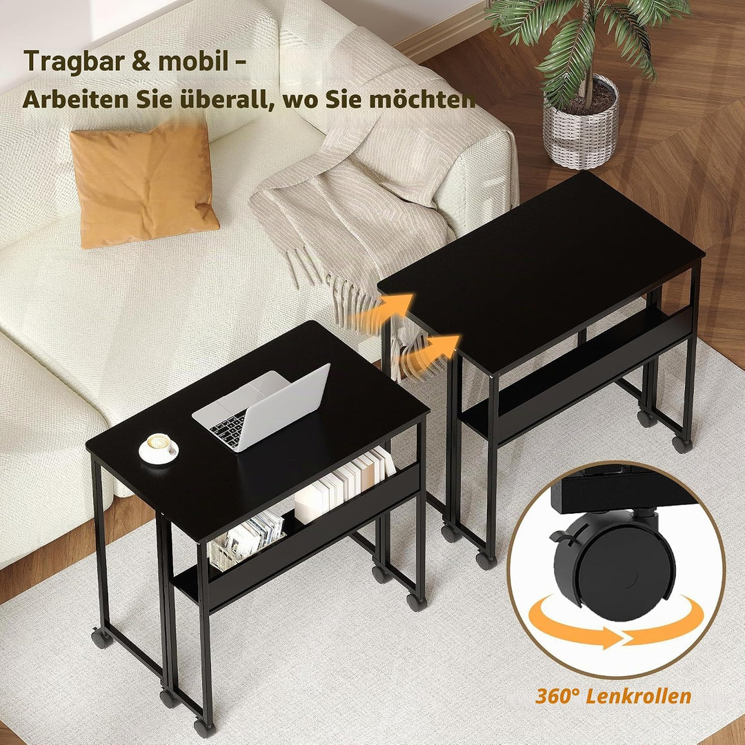 Garvee Klapptisch mit Rollen, 80x50x75 cm (Gesamthöhe), 31.5 Zoll Arbeitsplatz Tisch aus Sperrholz &