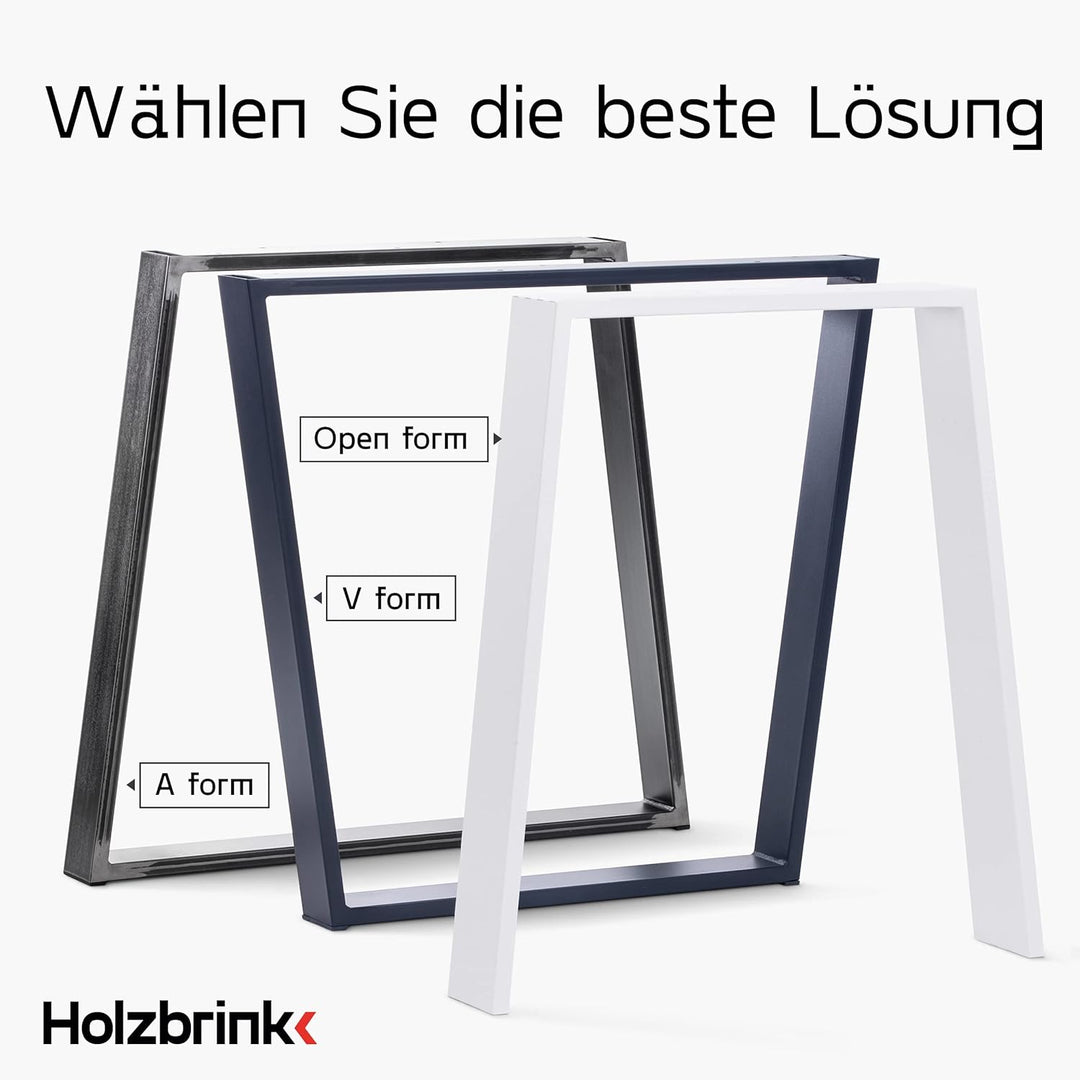 HOLZBRINK Tischbeine Trapez für Esstisch/Schreibtisch, 60/80x72cm, Verkehersweiss, 1 Stück, HLT-20-C