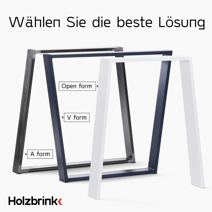 HOLZBRINK Tischbeine Trapez für Esstisch/Schreibtisch, 60/80x72cm, Verkehersweiss, 1 Stück, HLT-20-C
