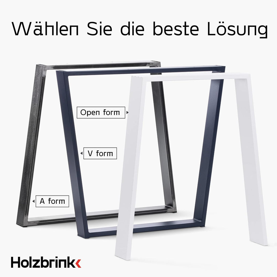 HOLZBRINK Tischbeine Trapez für Couchtisch/Sitzbank, 30/40x43cm, Rohstahl mit Klarlack, 1 Stück, HLT