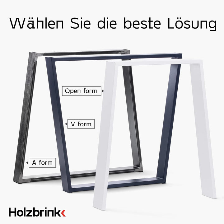 HOLZBRINK Tischbeine Trapez für Couchtisch/Sitzbank, 30/40x43cm, Rohstahl mit Klarlack, 1 Stück, HLT