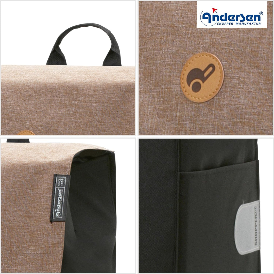 ANDERSEN Einkaufstrolley - Scala Shopper Hera Sand 47 L Einkaufsroller, modern, Reflektor, klappbar,