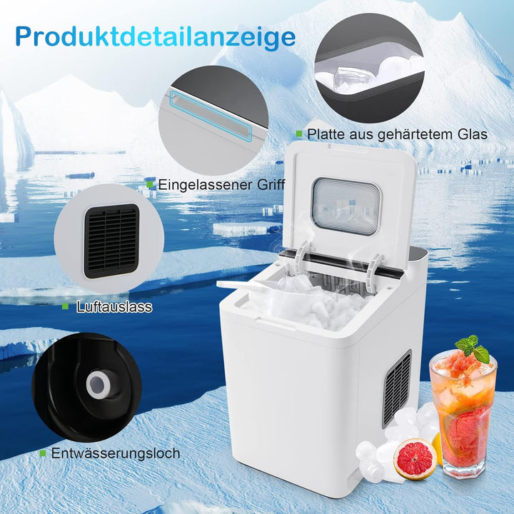 GOPLUS Elektrischer Eiswürfelzubereiter, Ice Maker 12kg/24H, Tragbare kompakte Eismaschine mit Selbs