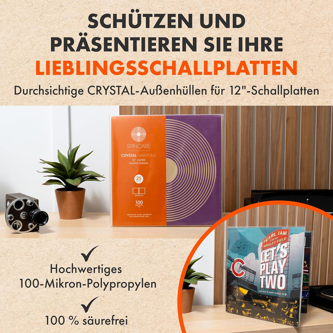 25x 12” GATEFOLD Vinyl LP Schallplatten Hüllen | Crystal Superklares Polypropylen Klappcover Hüllen