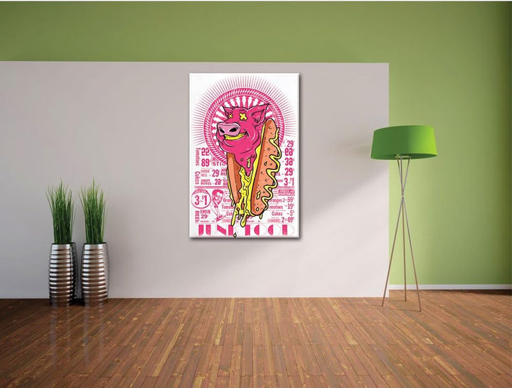 Pixxprint Junk Food White Bild auf Leinwand, XXL riesige Bilder fertig gerahmt mit Keilrahmen, Kunst