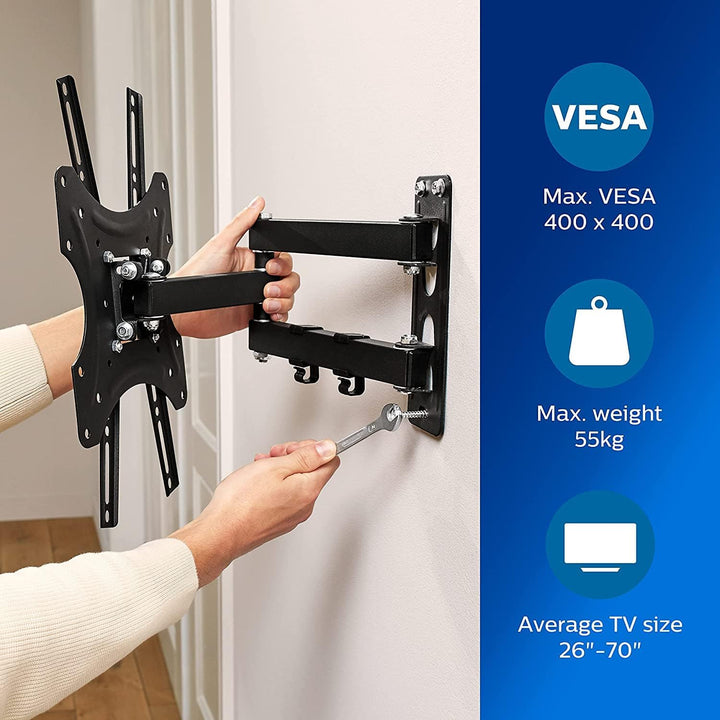 PHILIPS TV Wandhalterung SQM9232/10 - TVs von 26" bis 70" - Max. 35 KG - LED, LCD, QLED, OLED, Gebog