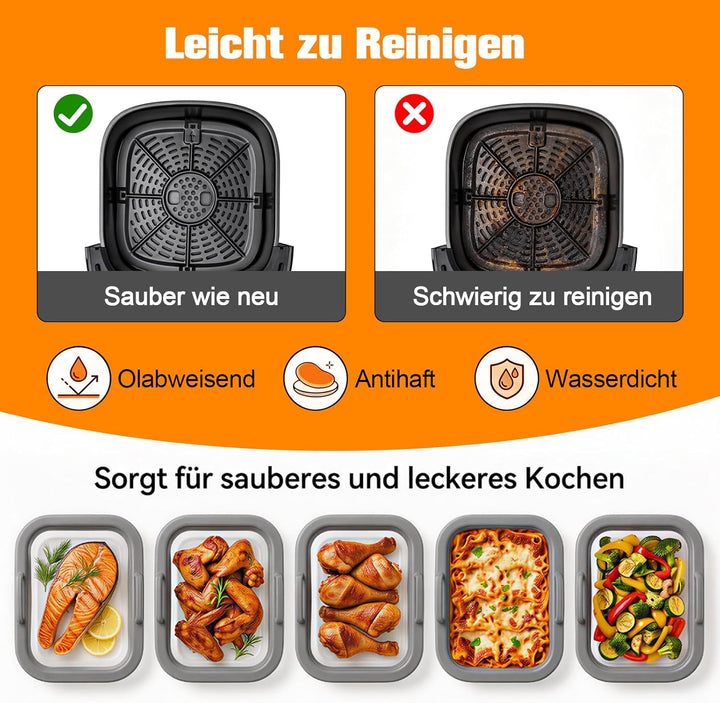 ERWEY Auflaufform Airfryer 2 Stück für Ninja AF400EU/AF500EU/SL400EU/COSORI Heissluftfritteuse 2 Kam