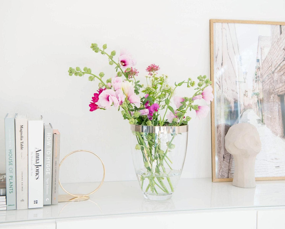 EDZARD Vase Charlotte (Ø 19 cm, Höhe 24 cm) aus mundgeblasenem Kristallglas - Blumenvase, Glasvase r