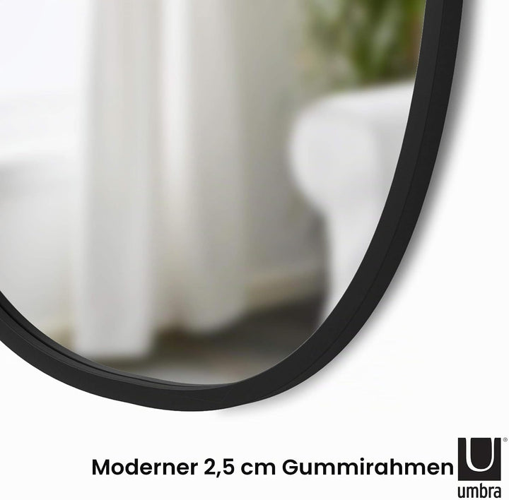 Umbra Hub Wandspiegel – Ovaler Spiegel für Diele, Badezimmer, Wohnzimmer und Mehr, Schwarz, 61x91 cm