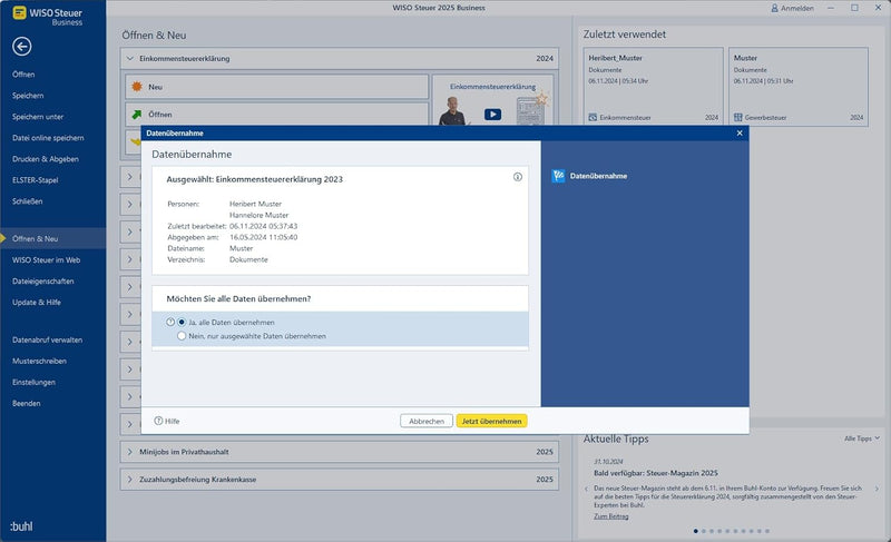WISO Steuer 2025 Business|Die Profisoftware für das Steuerjahr 2024|100 Abgaben| Standardverpackung