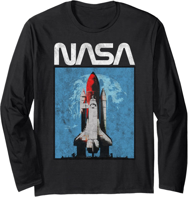 NASA Logo Shuttle Rocket Ship Poster Style Langarmshirt