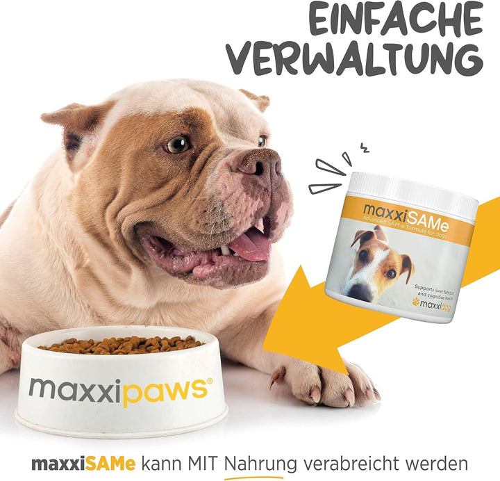 maxxipaws - maxxiSAMe SAM-e Ergänzungsfutter für Hunde -Unterstützung der Leberfunktion & Kognitiver