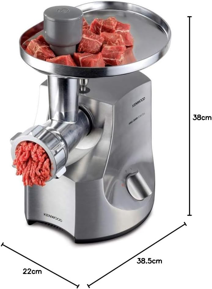 Kenwood Fleischwolf MG700, 3 Edelstahl Lochscheiben, 2 Wurstfüll-Aufsätze, 1 Kebbe-Aufsatz, grosse E