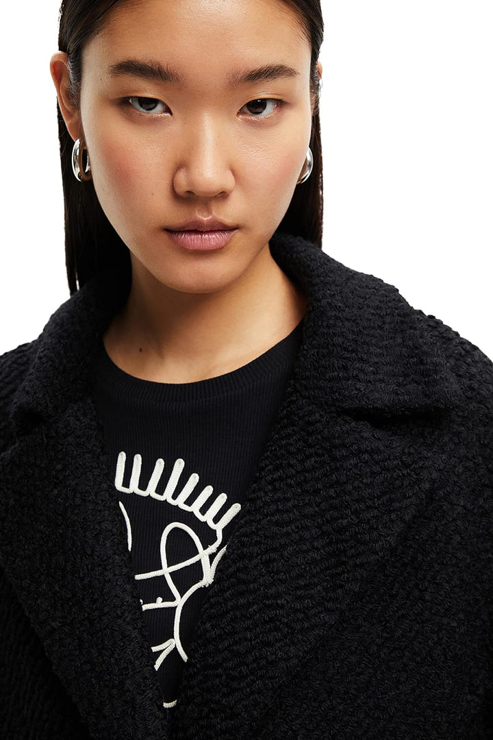 Desigual Damen Overcoat XL Schwarz, XL Schwarz