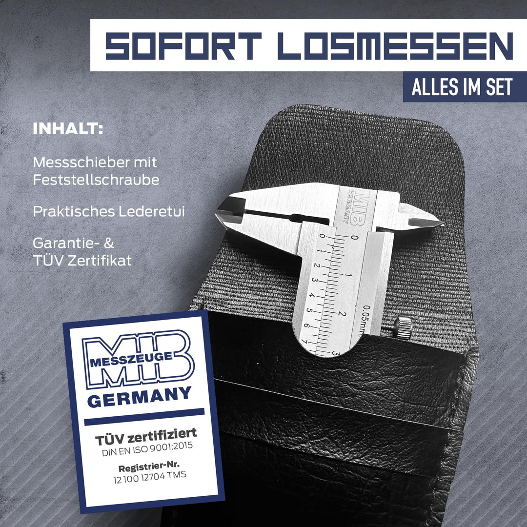 MIB Klein-Messschieber mit Feststellschraube DIN 862 70mm | Schieblehre rostfreier Stahl | Analog Me