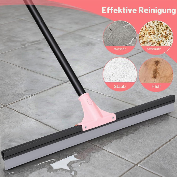 wlich Bodenabzieher Mit Stiel 154 cm, 60 cm Wasserschieber, Rosa/Schwarz | Grosse Abziehkante, Robus