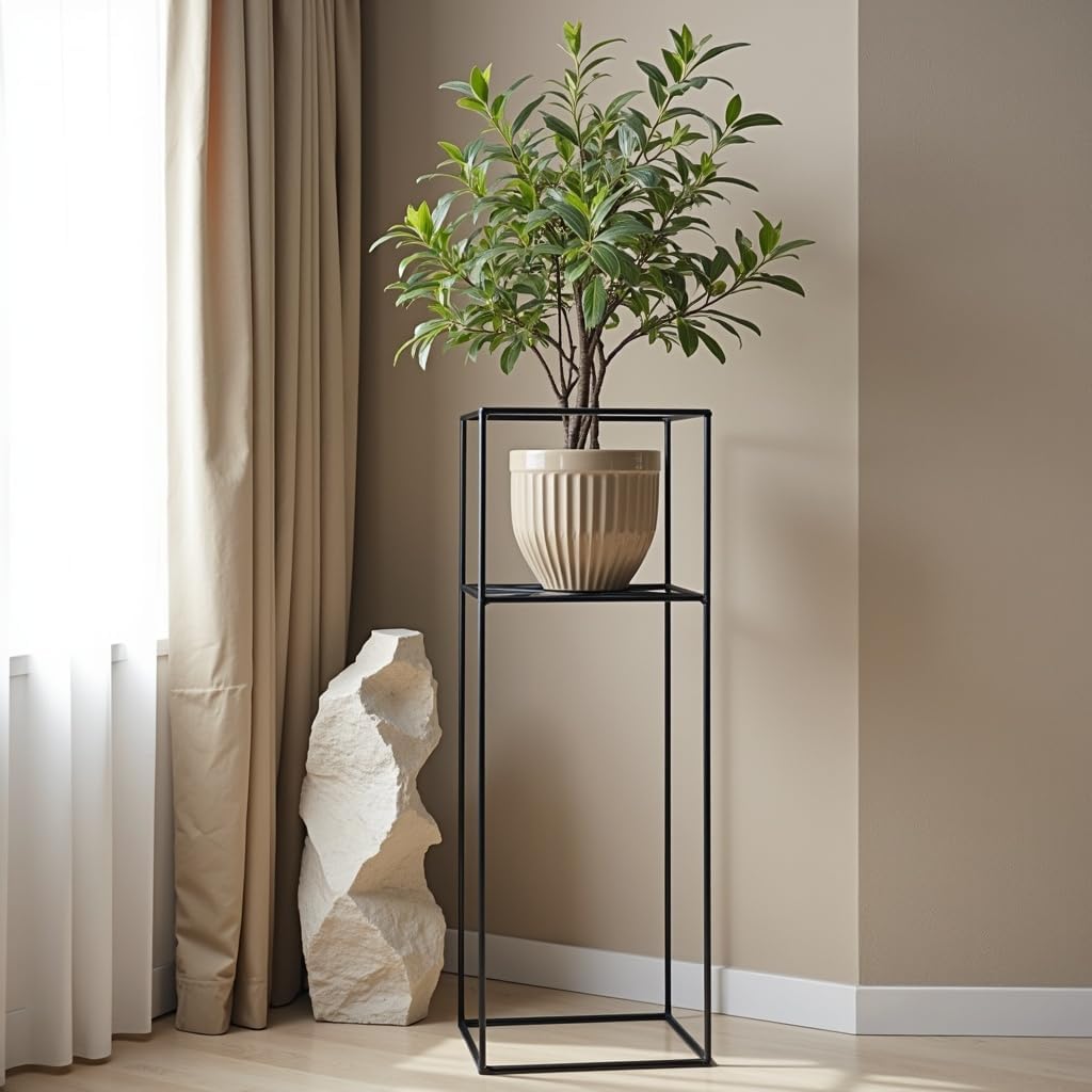 Pflanzenständer Filo - 24x24x80cm - Farbe Schwarz - für Zimmerblumen - Metallregal - Dekorativer Tis