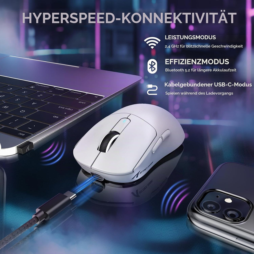 VGN GAMEPOWER x Attack Shark X3MAX PAW3950 Kabellose Gaming-Maus Superlight, 42000DPI, 49g Ultraleic