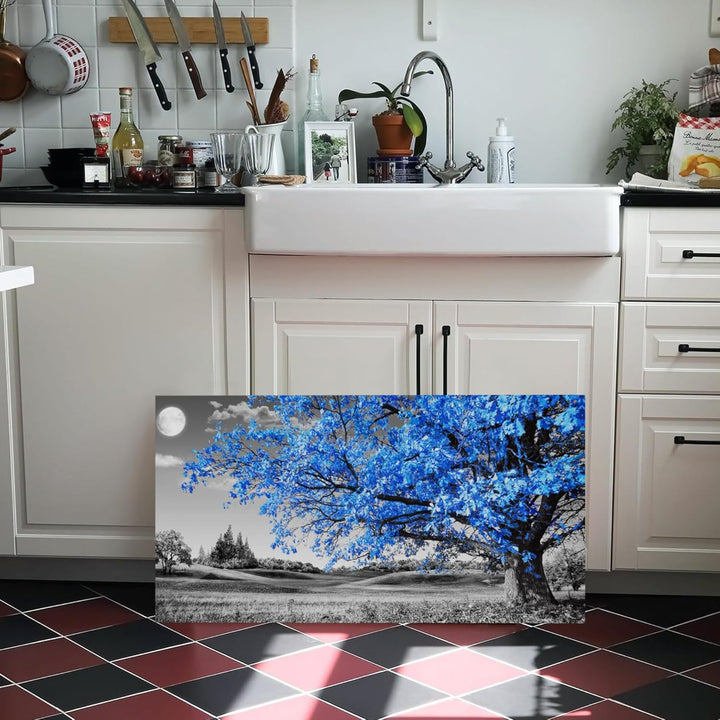 hyidecorart Leinwandbilder Gross 59x119 cm XXL Wohnzimmer, Modern Blaue Baum des Lebens Wandbilder m