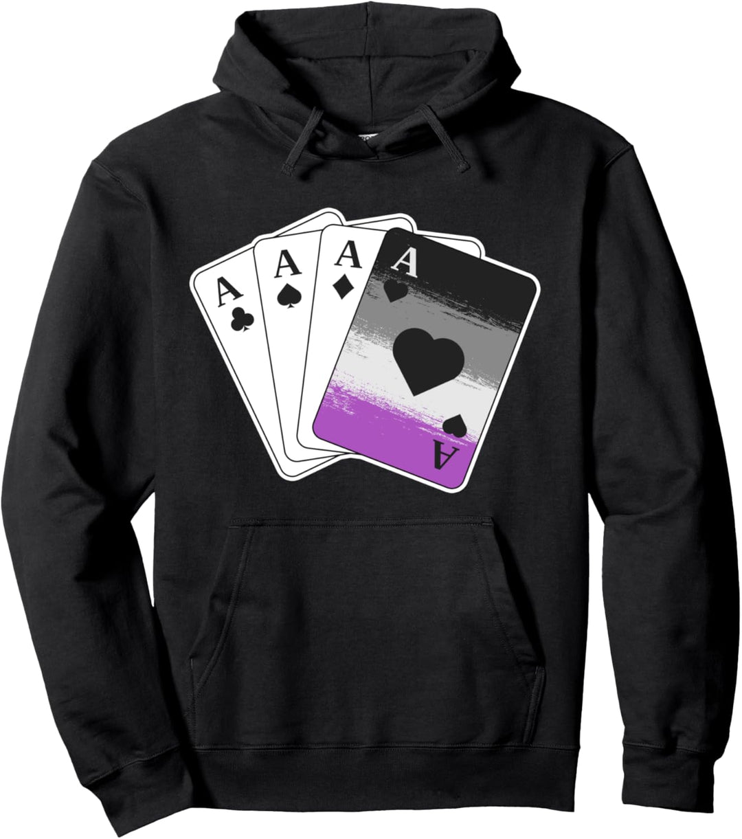 Ace Asexual Pride Gifts Playing Card LGBTQ Pride Stuff Flag Pullover Hoodie