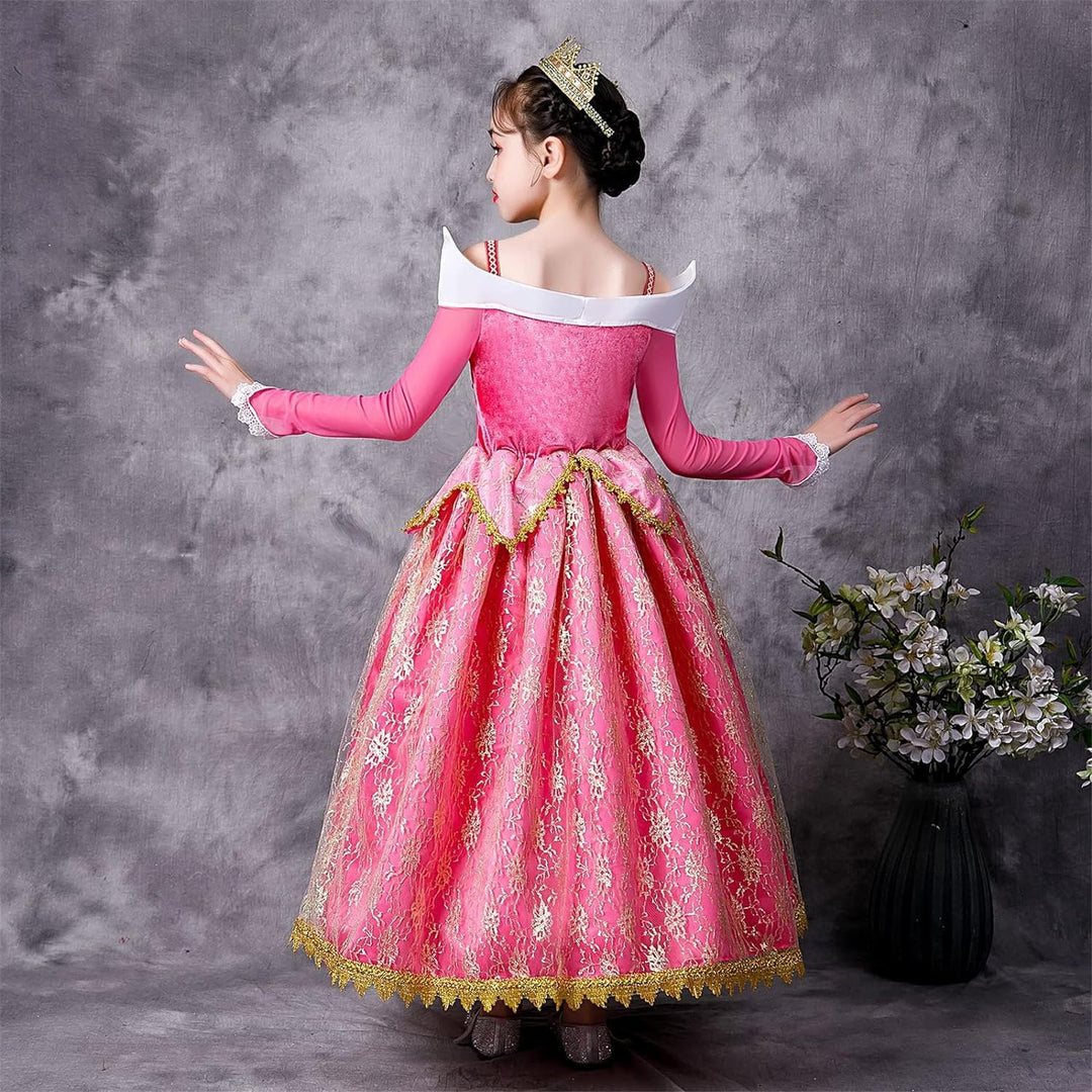 KANDEMY Mädchen Prinzessin Aurora Kostüm Kinder Dornröschen Kleid Karneval Kostüme für Fasching Part