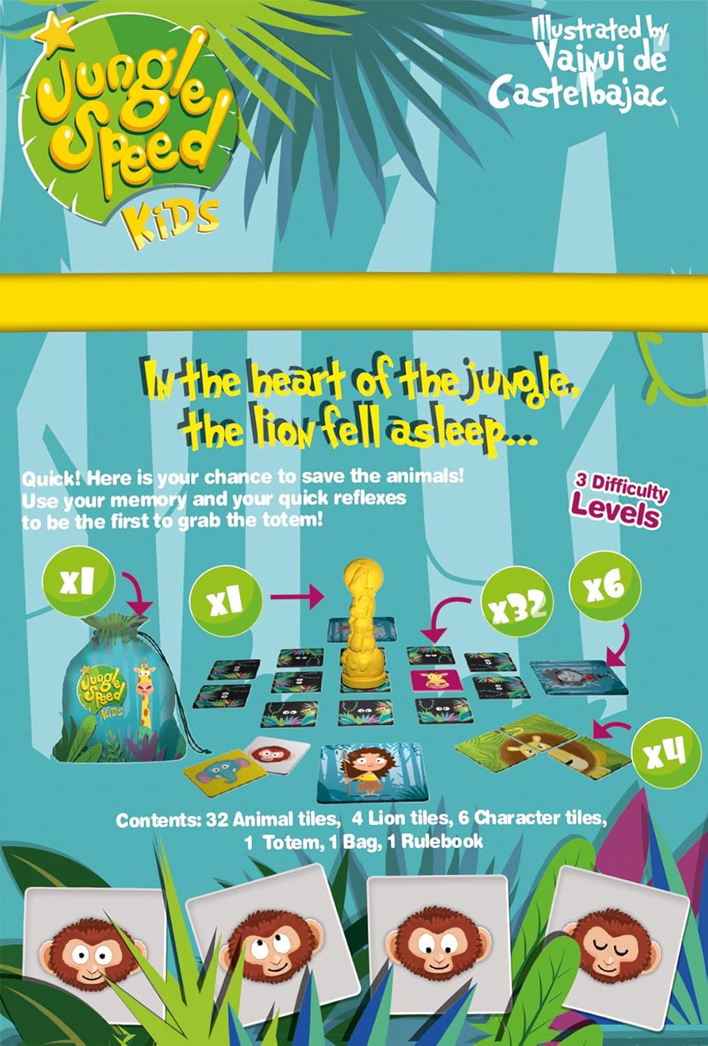 Asmodee Zygomatic, Jungle Speed Kids, Card Game, Ages 4+, 2-6 Players, 15 Minutes Playing Time, Jung