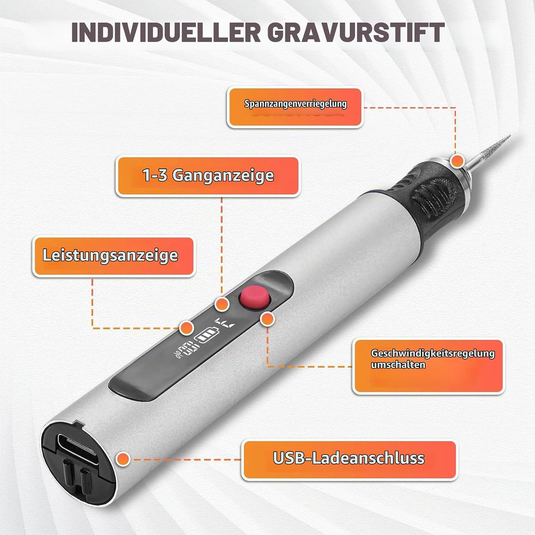 Elektrisches Graviergerät für Glas &amp; Holz, Glasgravur Set zum Gläser Gravieren, Mini Fräser Gravurse