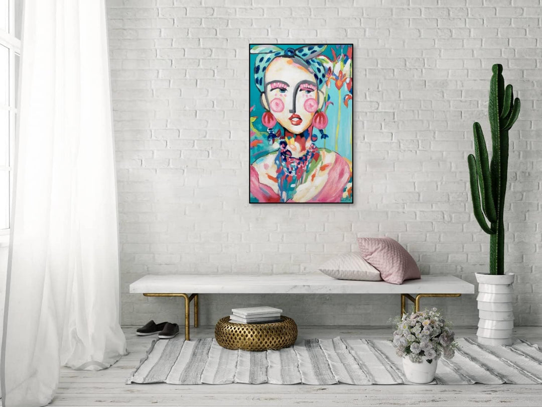 KunstLoft Leinwandbild | 100% HANDGEMALT | 60x90cm | Gemälde 'Frida in Trad' | Berühmte Personen | R
