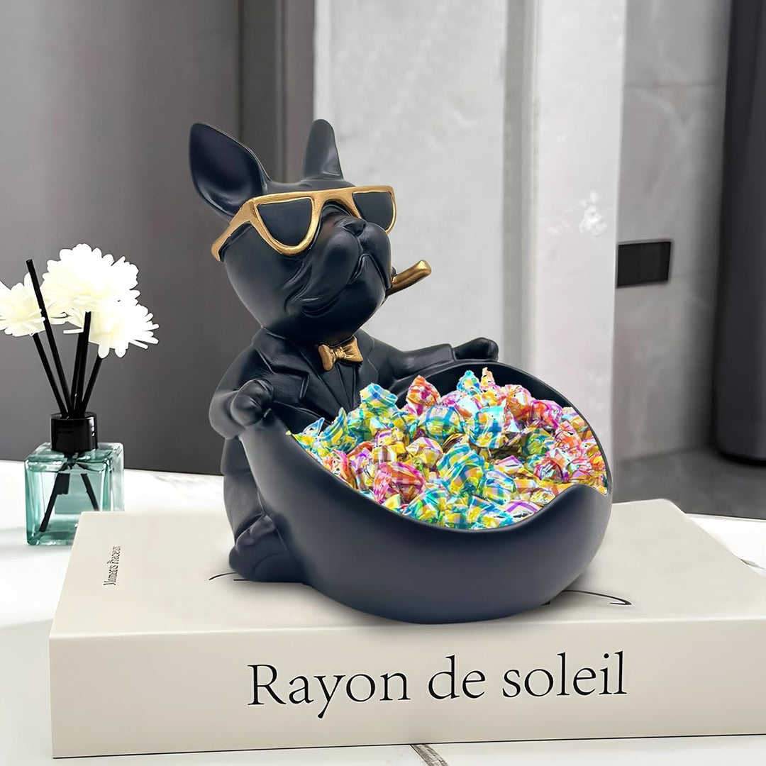 OKESYO Bulldogge Skulptur Deko, Französische Bulldogge Tablett Deko, Bulldogge Tablett Deko, Hund De