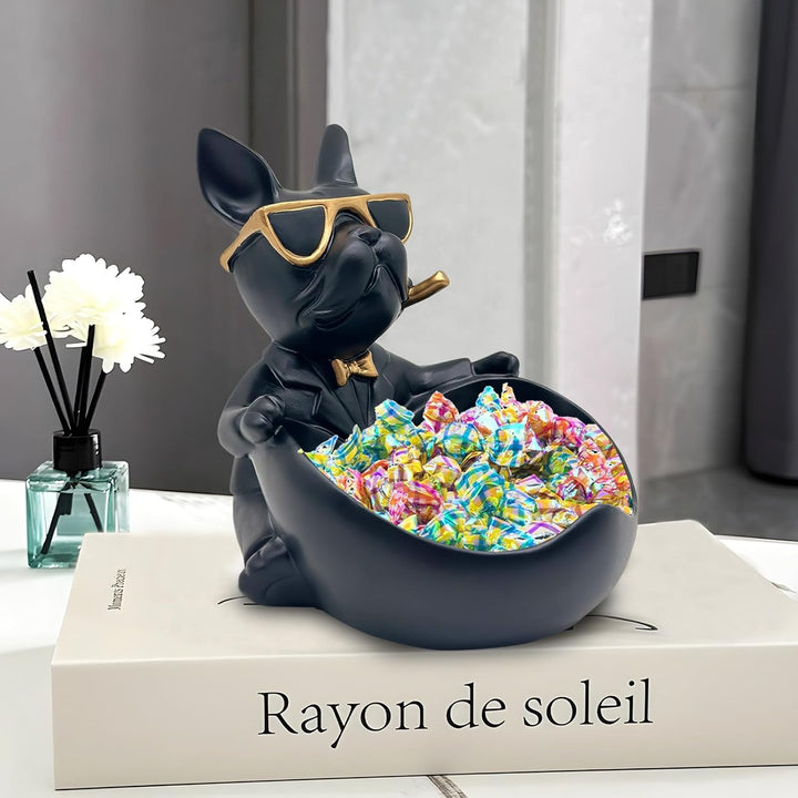 OKESYO Bulldogge Skulptur Deko, Französische Bulldogge Tablett Deko, Bulldogge Tablett Deko, Hund De